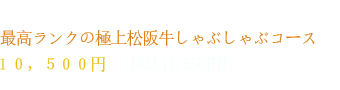 当店自慢の割下でお召し上がり頂く特選松阪牛すき焼きコース１０，５００円　（税込11,550円）